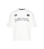 Vinyl Flow District Λευκό T-Shirt Ανδρικό Oversized Fit