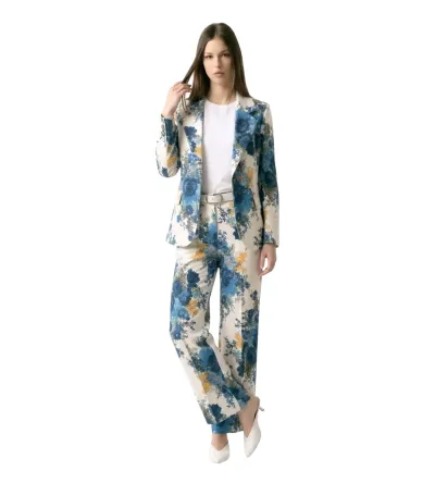 Γυναικείο Φλοράλ Κουστούμι Σετ | Σακάκι & Παντελόνι Regular Fit
