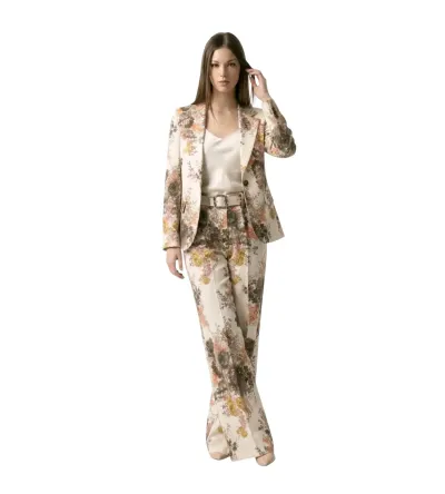 Γυναικείο Φλοράλ Κουστούμι Σετ | Σακάκι & Παντελόνι Regular Fit