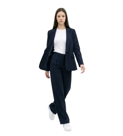 Γυναικείο Ριγέ Oversized Κουστούμι Σετ | Σακάκι & Παντελόνι