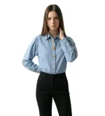 Γυναικείο Τζιν Πουκάμισο με Χρυσά Κουμπιά | Denim Shirt