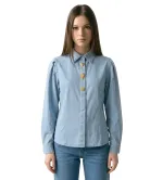 Γυναικείο Τζιν Πουκάμισο με Χρυσά Κουμπιά | Denim Shirt