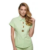 Γυναικείο Πουκάμισο Κοντό Μανίκι με Χρυσά Κουμπιά