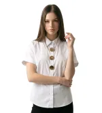 Γυναικείο Πουκάμισο Κοντό Μανίκι με Χρυσά Κουμπιά