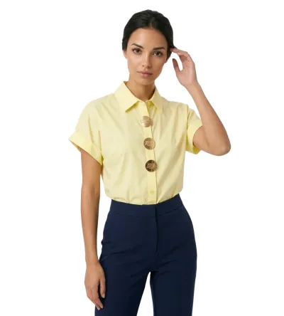 Γυναικείο Πουκάμισο Κοντό Μανίκι με Χρυσά Κουμπιά