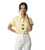 Γυναικείο Πουκάμισο Κοντό Μανίκι με Χρυσά Κουμπιά