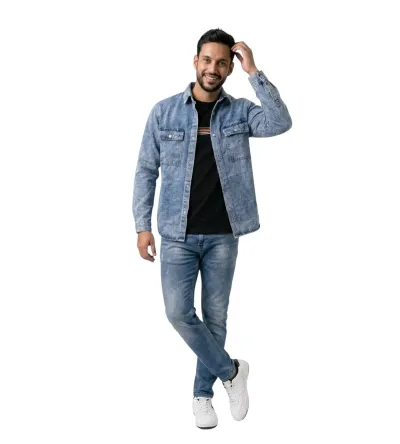 Ανδρικό Τζιν Πουκάμισο Regular Fit με Κουμπιά Τρουκς