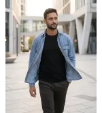 Ανδρικό Τζιν Πουκάμισο Regular Fit με Κουμπιά Τρουκς