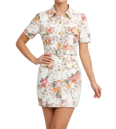 Κοντό Τζιν Φόρεμα με Floral All Over Print