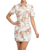 Κοντό Τζιν Φόρεμα με Floral All Over Print