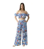 Γυναικείο Σετ με Τοπάκι & Πλισέ Εμπριμέ Παντελόνα