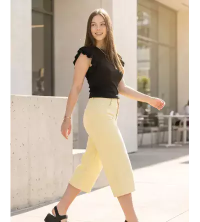 Γυναικείο Τζιν Παντελόνι 3/4 Απαλό Κίτρινο | Denim Capri