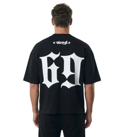 Vinyl Flow District Μαύρο T-Shirt Oversized Fit Ανδρικό