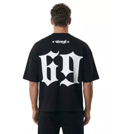 Vinyl Flow District Μαύρο T-Shirt Oversized Fit Ανδρικό