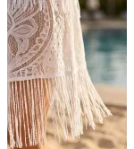 Λευκό Κιμονό με Κρόσια | Boho Γυναικείο Κιμονό