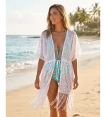 Λευκό Κιμονό με Κρόσια | Boho Γυναικείο Κιμονό