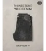 Γυναικείο Τζιν Animal Print με Στρας | Denim Jeans