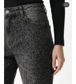 Γυναικείο Τζιν Animal Print με Στρας | Denim Jeans