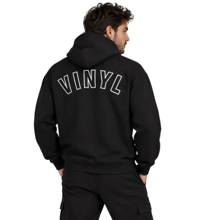 Vinyl Graphic Zipped Hoodie Black Ανδρική Ζακέτα