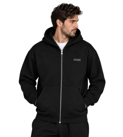 Vinyl Graphic Zipped Hoodie Black Ανδρική Ζακέτα