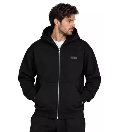 Vinyl Graphic Zipped Hoodie Black Ανδρική Ζακέτα