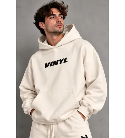 Vinyl Classic Printed Hoodie White Ανδρικό Φούτερ