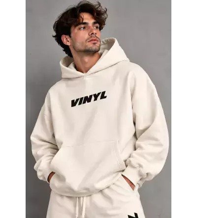 Vinyl Classic Printed Hoodie White Ανδρικό Φούτερ