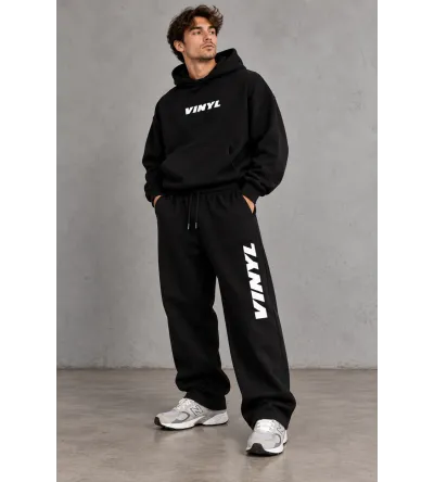 Vinyl Classic Printed Hoodie Black Ανδρικό Φούτερ