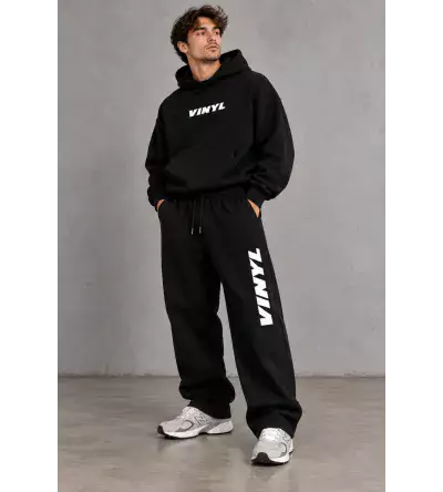 Vinyl Classic Printed Hoodie Black Ανδρικό Φούτερ