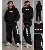 Vinyl Classic Printed Hoodie Black Ανδρικό Φούτερ