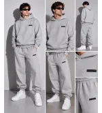 Vinyl Modern Basic Sweatpants Grey Melange Ανδρική Φόρμα