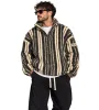 Vinyl Striped Fuzzy Jacket Grey Beige | Ανδρική Ζακέτα