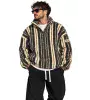 Vinyl Striped Fuzzy Jacket Grey Beige | Ανδρική Ζακέτα