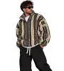 Vinyl Striped Fuzzy Jacket Grey Beige | Ανδρική Ζακέτα