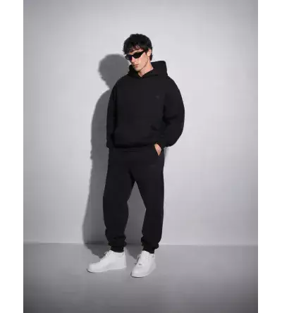 Vinyl Modern Basic Sweatpants Black | Χοντρή Ανδρική Φόρμα