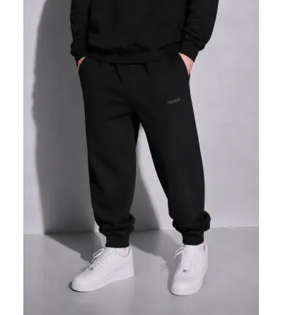 Vinyl Modern Basic Sweatpants Black | Χοντρή Ανδρική Φόρμα
