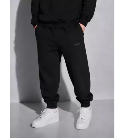Vinyl Modern Basic Sweatpants Black | Χοντρή Ανδρική Φόρμα