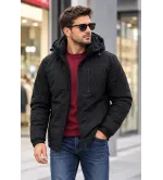 Ανδρικό Κοντό Μπουφάν Regular Fit με Αποσπώμενη Κουκούλα