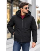 Ανδρικό Κοντό Μπουφάν Regular Fit με Αποσπώμενη Κουκούλα