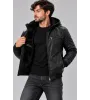 Ανδρικό Μπουφάν Δερματίνη Slim Fit με Επένδυση
