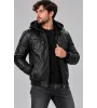 Ανδρικό Μπουφάν Δερματίνη Slim Fit με Επένδυση