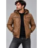 Ανδρικό Μπουφάν Δερματίνη Slim Fit με Επένδυση