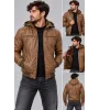 Ανδρικό Μπουφάν Δερματίνη Slim Fit με Επένδυση