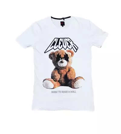 ΛΕΥΚΟ T-SHIRT ΜΕ ΣΤΑΜΠΑ ΑΡΚΟΥΔΑΚΙ