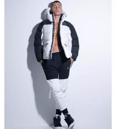 Vinyl μπουφάν φουσκωτό μαύρο λευκό - vinyl puffer jacket