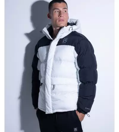 Vinyl μπουφάν φουσκωτό μαύρο λευκό - vinyl puffer jacket