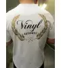 Vinyl μπλούζα long line με τύπωμα λευκή cotton regular fit ανδρική