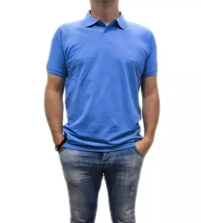 T-shirt τύπου polo σιέλ