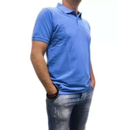 T-shirt τύπου polo σιέλ