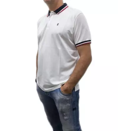 T-shirt τύπου polo μονόχρωμο λευκό